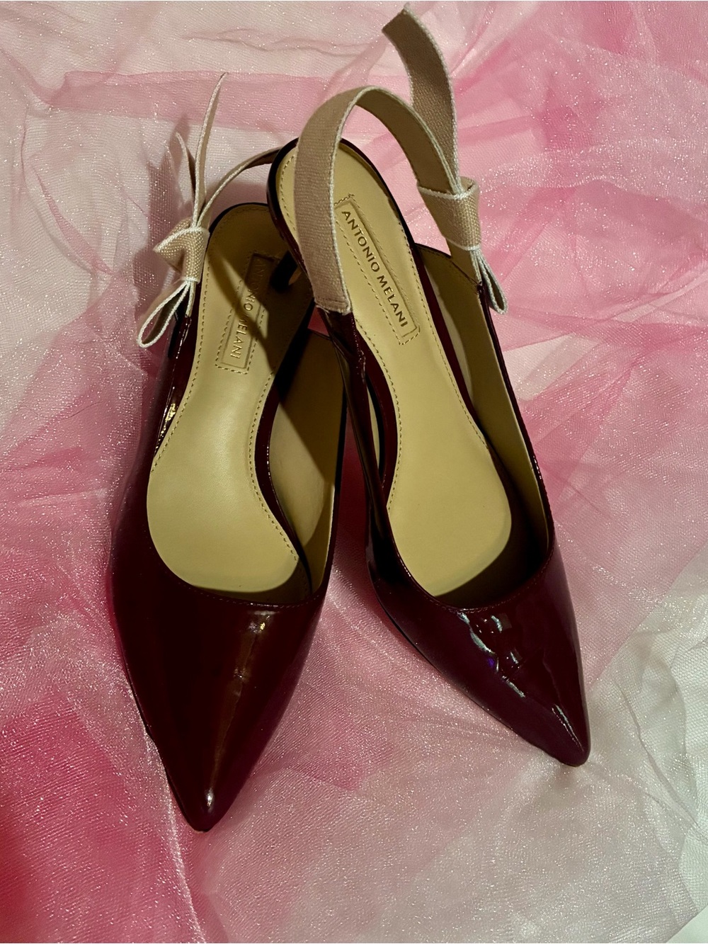 ANTONIO MELANI BEAUTIFUL Wine Red Slingbacks. Like new